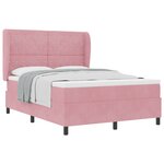 Lit à ressorts avec matelas vidaXL Rose 160x200 cm Velours