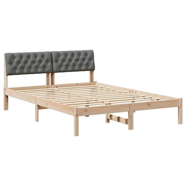 vidaXL Cadre de lit avec tête de lit marron et gris foncé 140 x 190 cm