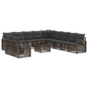 vidaXL Ensemble de canapé de jardin 12 Pièces Gris polyrotin