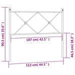 vidaXL Tête de lit métal noir 107 cm