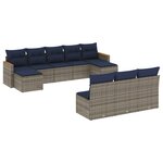 vidaXL Salon de jardin 10 Pièces avec coussins gris résine tressée