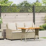 vidaXL Canapé de jardin 3 places coussins table beige résine tressée
