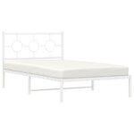 vidaXL Cadre de lit métal sans matelas et tête de lit blanc 107x203 cm