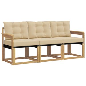vidaXL Ensemble de canapés d'extérieur 3 pc Blanc et Beige