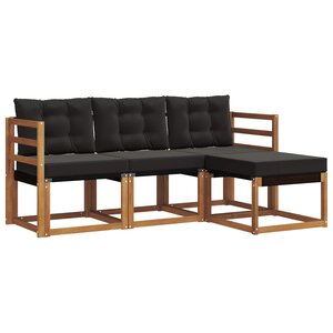 vidaXL Ensemble de canapés d'extérieur 4 pc Naturel et Noir