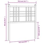 vidaXL Tête de lit métal noir 75 cm