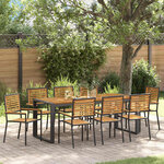 vidaXL Ensemble de salle à manger pour jardin 9 Pièces Noir et Bois