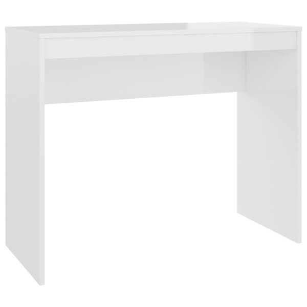 Bureau table poste de travail meuble d'ordinateur informatique étude brillant 90 x 40 x 72 cm bois d'ingénierie blanc 02_0023552