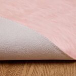 vidaXL Tapis en Peau de Mouton Synthétique Rose 160 x 160 cm Polyester