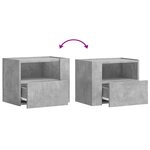 vidaXL Tables de chevet murales 2 Pièces gris béton 45x30x35 cm