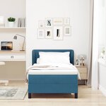 Lit à ressorts VidaXL avec un matelas bleu foncé 90x190 cm en velours