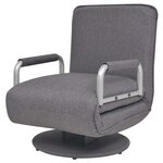 vidaXL Fauteuil pivotant et canapé-lit gris foncé tissu