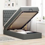 vidaXL Lit ottoman avec matelas et LED gris foncé 90x200 cm tissu