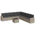 vidaXL Salon de jardin avec coussins 10 Pièces gris clair résine tressée