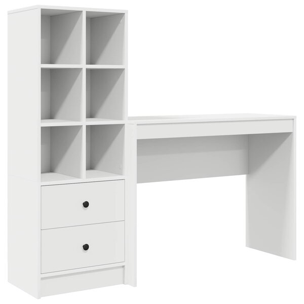 vidaXL Bureau avec tiroir avec étagère avec stockage 2 Pièces Blanc