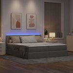 vidaXL Lit de rangement LED avec matelas Taupe 180 x 200 cm Tissu