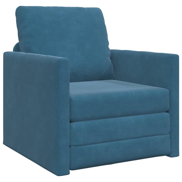 vidaXL Canapé-lit avec coussin Bleu 74 x 77 x 81 cm Velours