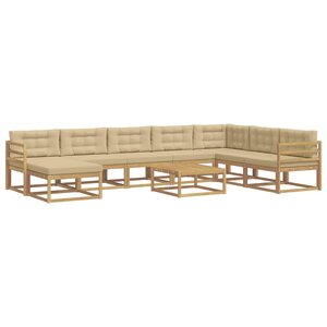 vidaXL Ensemble de canapés d'extérieur 9 pc Blanc et Beige
