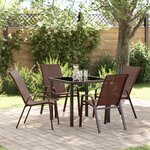 vidaXL Ensemble de salle à manger de jardin 5 pièces en Textilène marron et acier