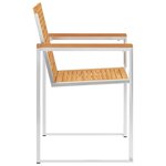 vidaXL Chaises de jardin 4 Pièces Bois de teck solide et acier inoxydable