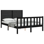 vidaXL Cadre de lit sans matelas noir bois de pin massif