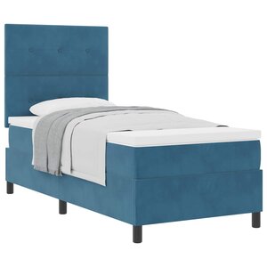 vidaXL Lit à ressorts avec matelas Bleu foncé 90 x 190 cm Velours