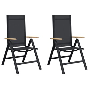 vidaXL Chaises de jardin inclinables 2 pc Noir Textilène