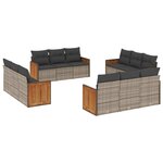 vidaXL Salon de jardin avec coussins 12 Pièces gris résine tressée