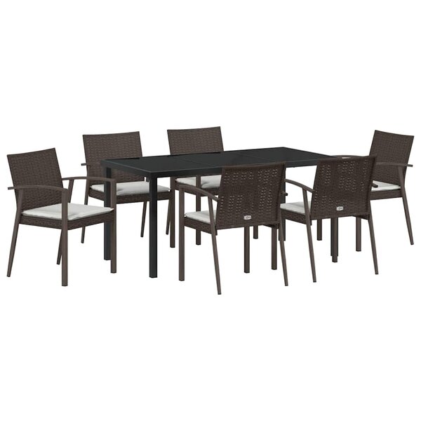 vidaXL Ensemble de salle à manger pour jardin 7 Pièces Marron et Noir