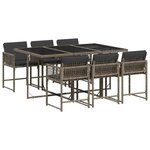 vidaXL Ensemble à manger de jardin et coussins 7 Pièces gris rotin