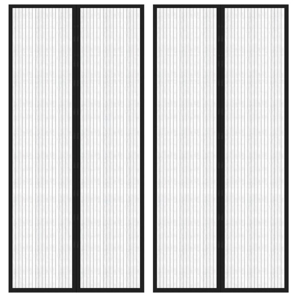vidaXL Rideaux de porte anti-insectes 2 Pièces et aimants noir 220x110 cm