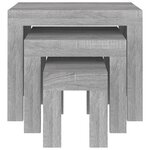 vidaXL Tables basses gigognes 3 Pièces sonoma gris bois d'ingénierie