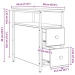 vidaXL Cabinet de chevet avec tiroir 2 Pièces Chêne noir 30 x 60 x 60 cm
