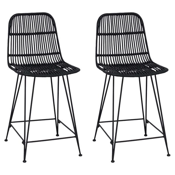 vidaXL Tabouret de bar 2 Pièces Noir 44 x 54 x 96 cm Rattan et Acier
