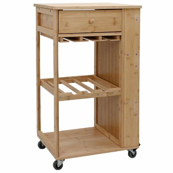 vidaXL Chariot de Cuisine avec Roues Naturel 47 5 x 36 x 83 cm Bambou