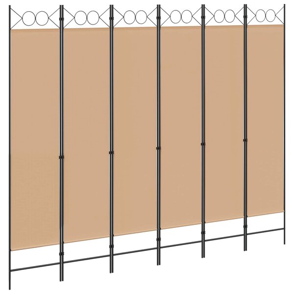 vidaXL Paravent à 6 panneaux Beige 240 x 200 cm Tissu