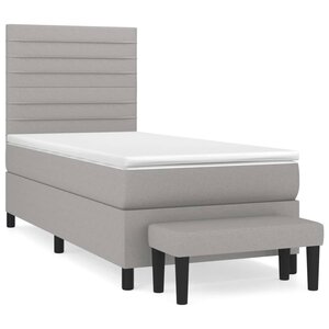 vidaXL Sommier à lattes de lit avec matelas Gris clair 100x200cm Tissu