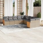 vidaXL Salon de jardin avec coussins 10 Pièces beige résine tressée