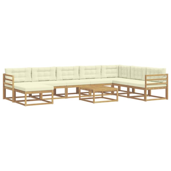 vidaXL Ensemble de canapés d'extérieur 9 pc Blanc et crème
