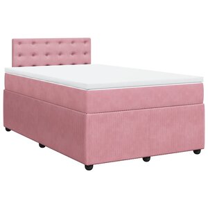 vidaXL Sommier à lattes de lit avec matelas Rose 120x200 cm Velours
