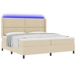 vidaXL Lit à ressort LED avec matelas Crème 200 x 200 cm tissu