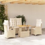 vidaXL Ensemble à manger de jardin coussins 4 Pièces beige résine tressée