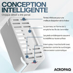 ACROPAQ Boite Cache Cable Cache multiprise - Avec multiprise intégrée  USB-C  USB-A  Boîte de Rangement pour Câble - Blanc