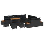 vidaXL Ensemble de canapé de jardin avec coussin Noir Poly rotin