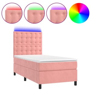vidaXL Sommier à lattes de lit matelas et LED Rose 80x200 cm Velours