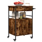 vidaXL Chariot de cuisine chêne fumé 56x43x89 5 cm bois d'ingénierie