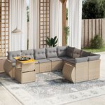 vidaXL Salon de jardin avec coussins 10 Pièces beige résine tressée