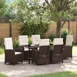 vidaXL Ensemble de salle à manger pour jardin 7 Pièces Marron polyrotin