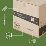 Pack and Move - Lot 45 cartons déménagement hauteur modubale variable  personnalisable - 60 x 45 x 31-41 cm  - Poignées renforcées - 1 adhésif offert