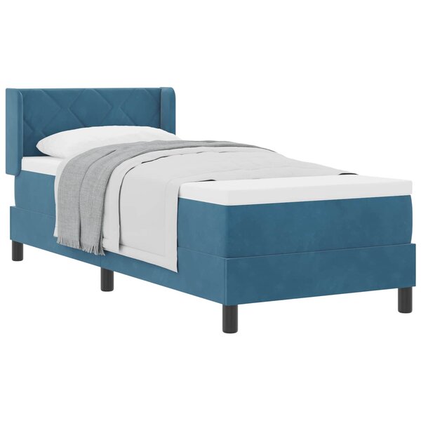 vidaXL Lit à ressorts avec tête de lit Bleu foncé 200 x 80 cm Velours